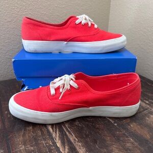 Keds Bright Red Canvas Sneakers with White Sole - size 10